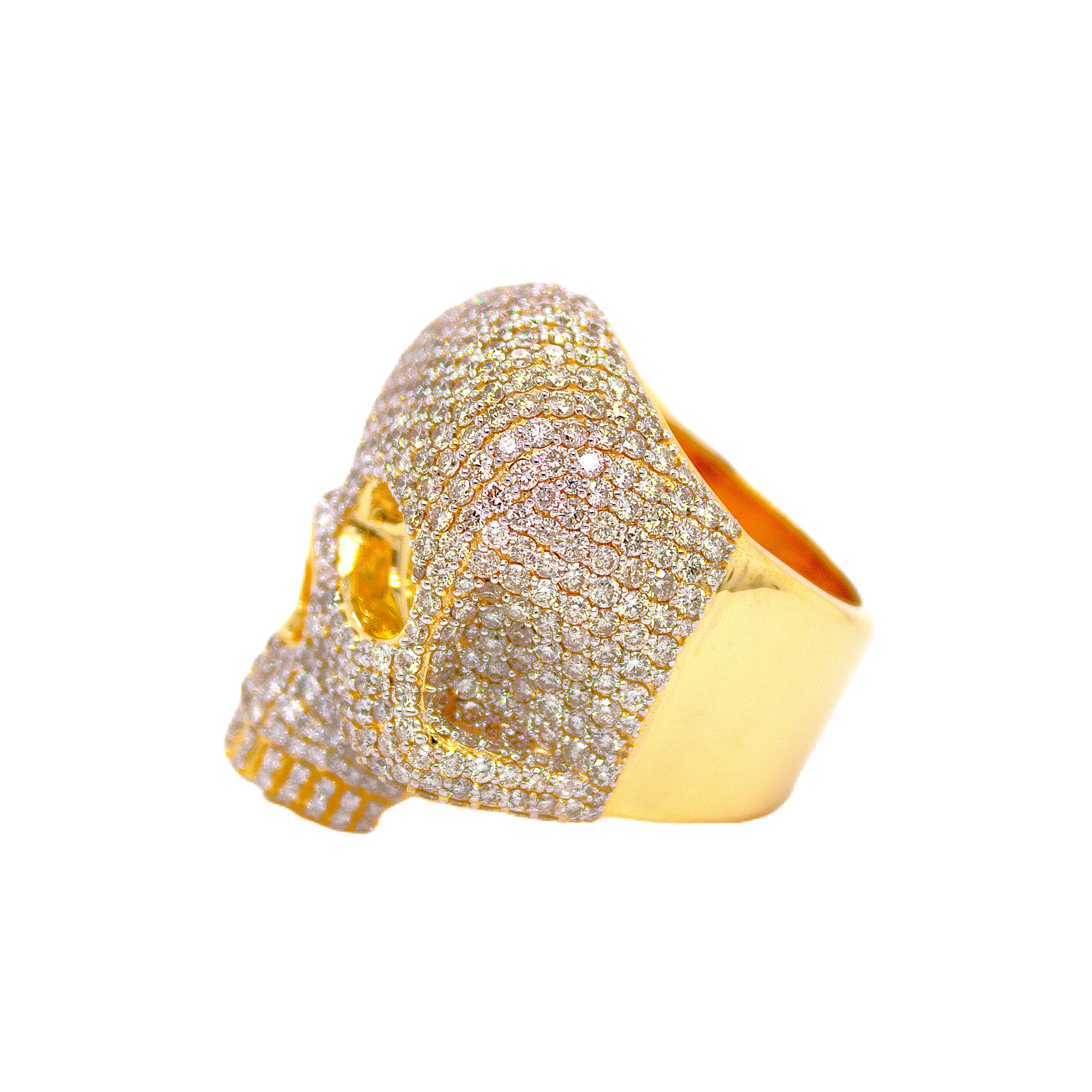 10K Yellow Gold 3D Skull Ring 8.09 CT 1.28"