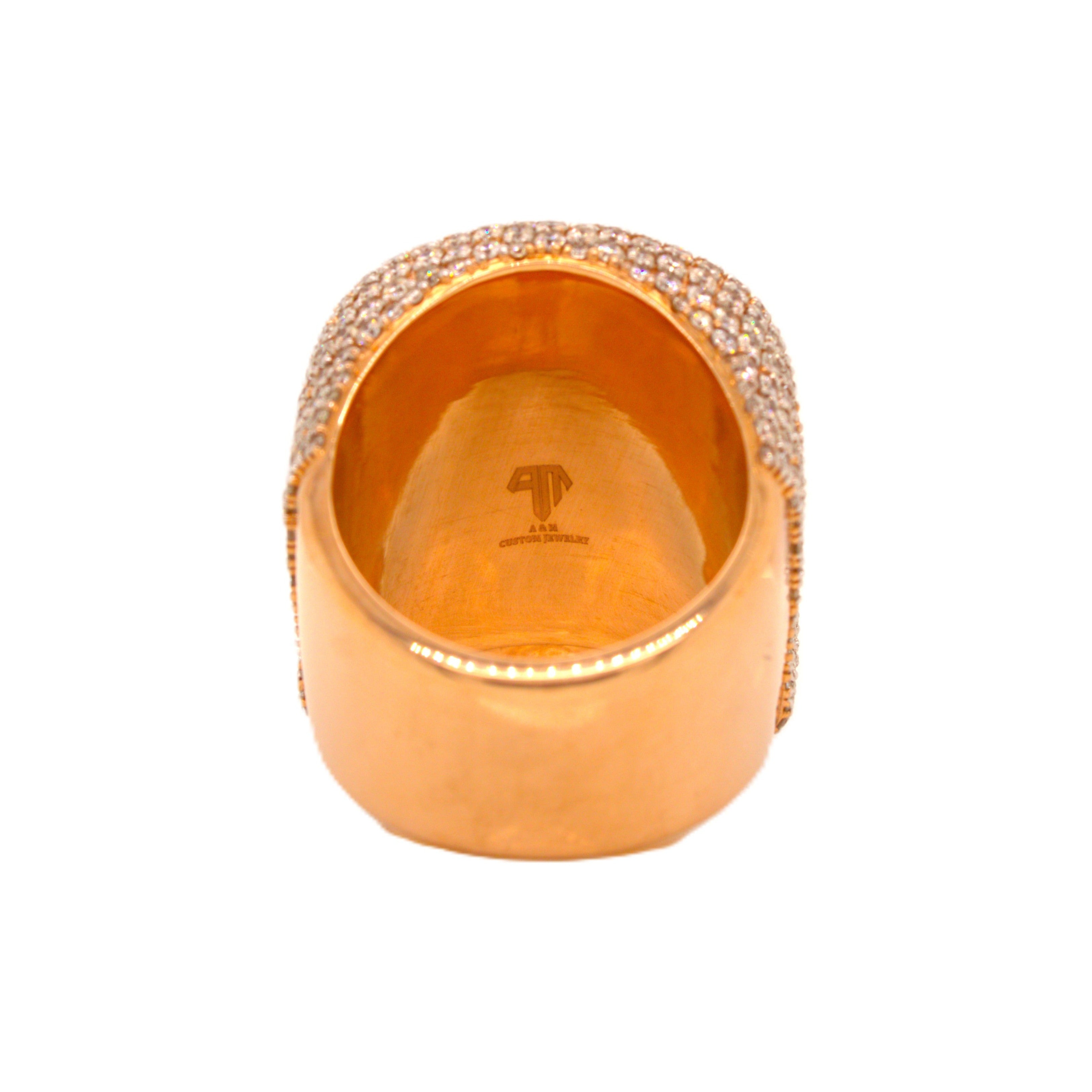 10K Rose Gold 3D Skull Ring 8.10 CT 1.28"