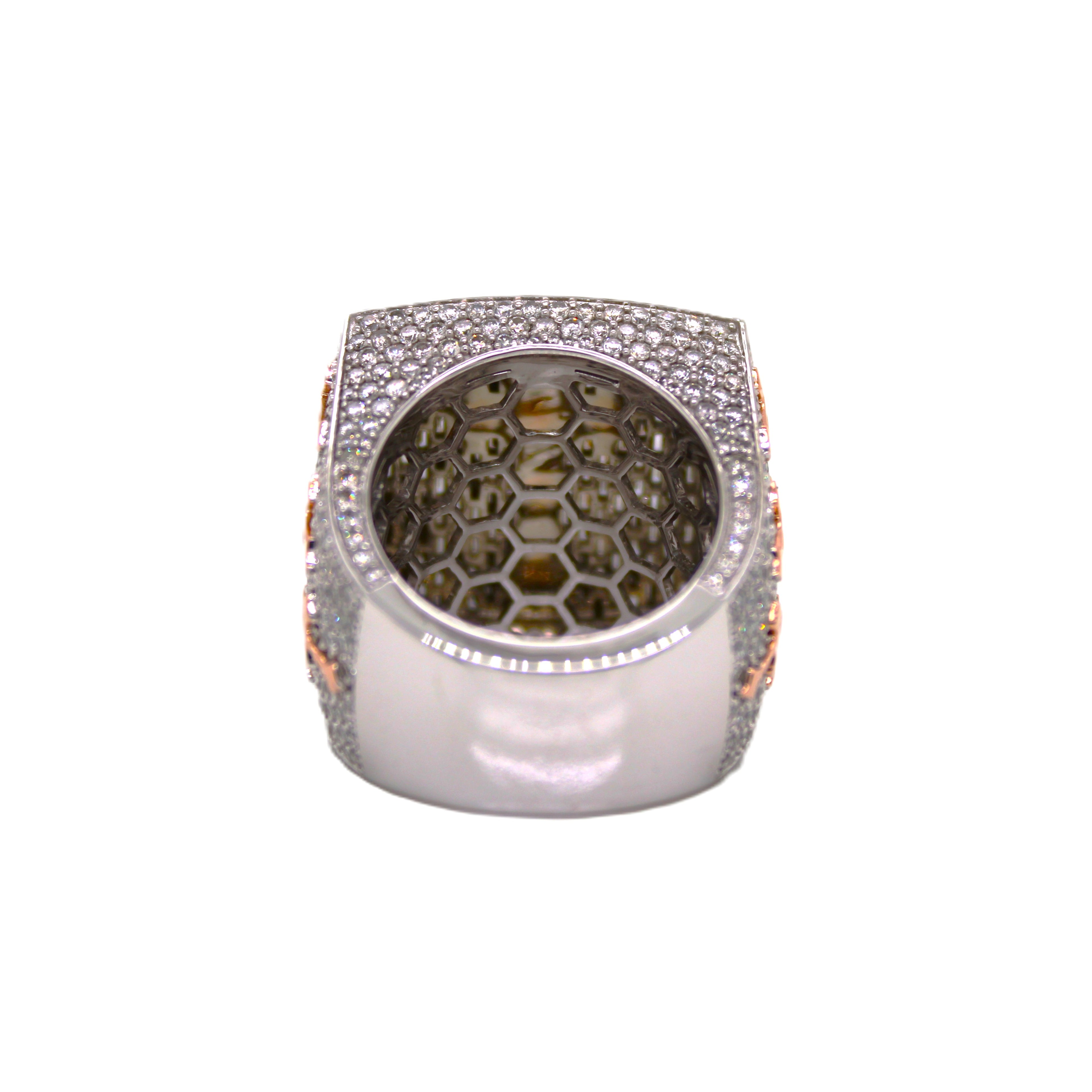 10K Two Tone Gold 3D Chrome Ring 6.16CT 1.09"