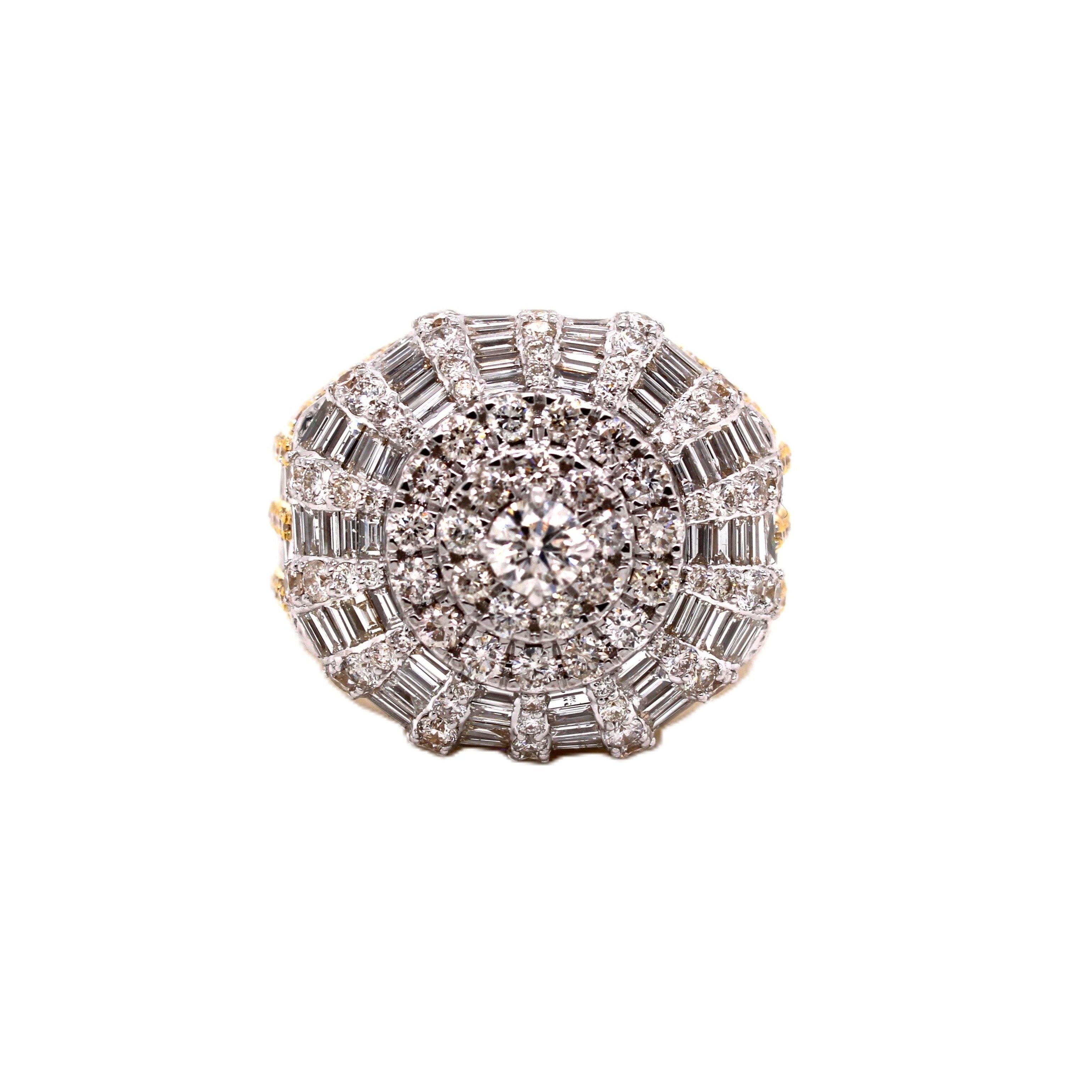 Men's 10K Yellow & White Gold 20.5 MM Champion Baguette VS Diamond Ring 6.25 CT