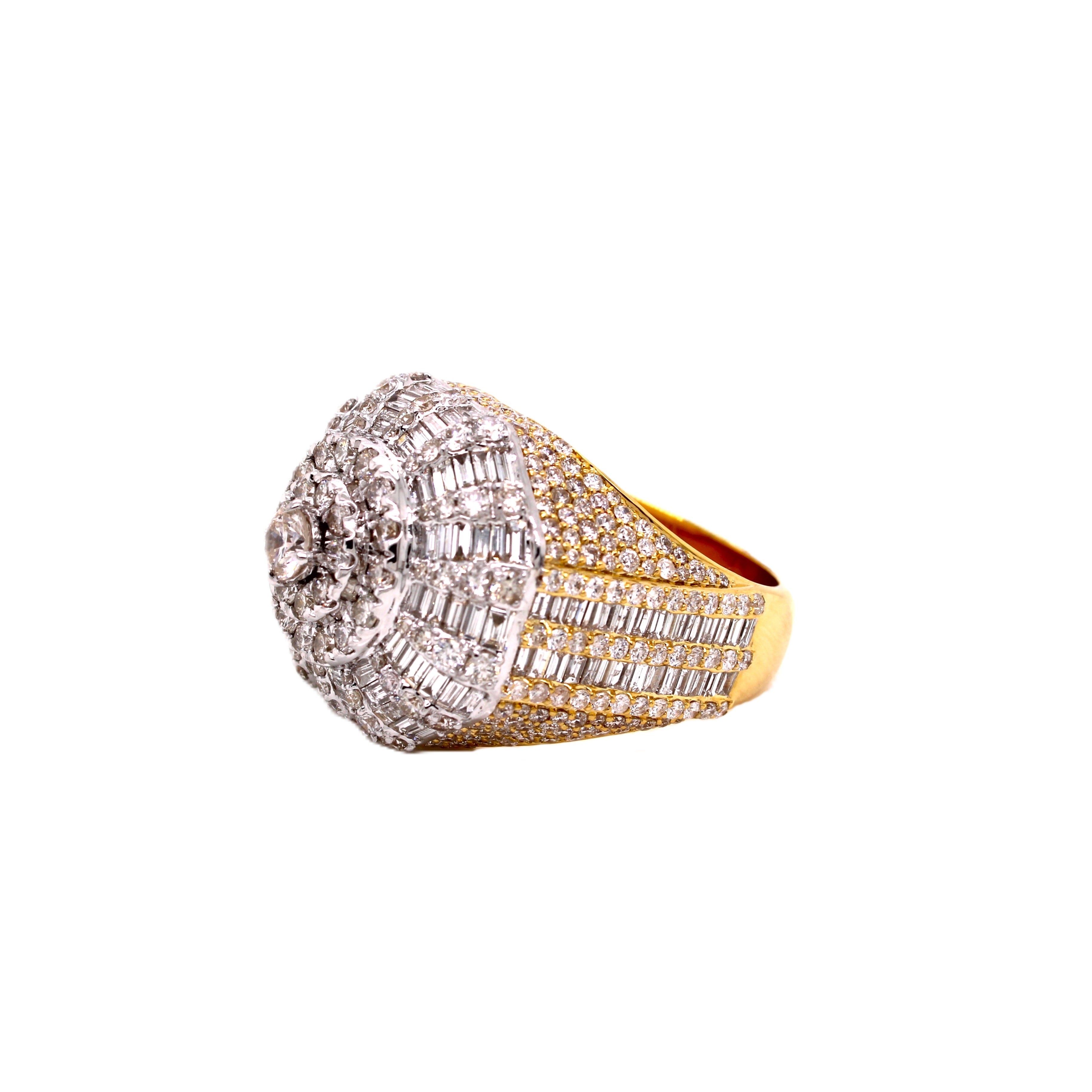 Men's 10K Yellow & White Gold 20.5 MM Champion Baguette VS Diamond Ring 6.25 CT