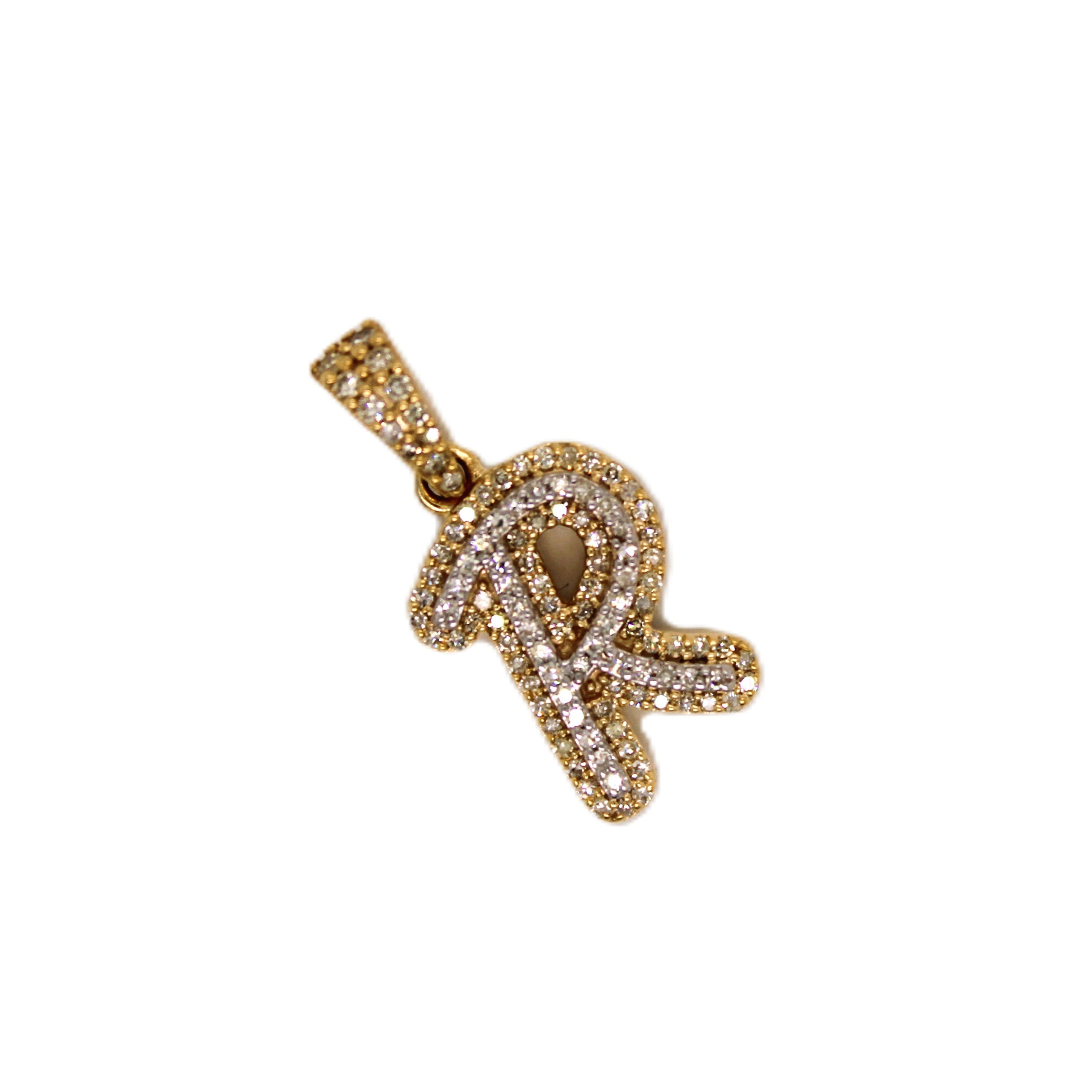 10K Yellow Gold "R" Pendant 0.32CT 0.78"