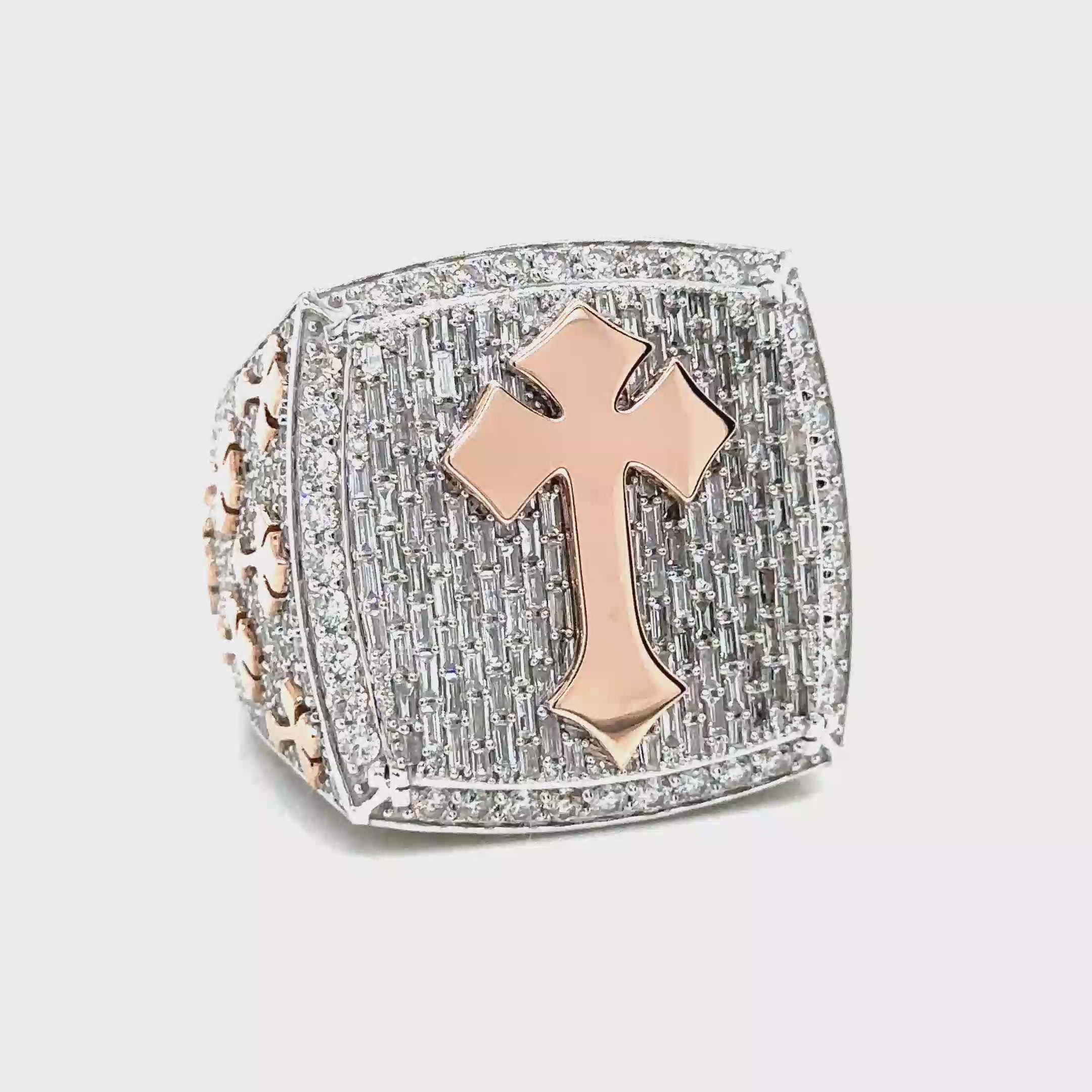 10K Two Tone Gold 3D Chrome Ring 6.16CT 1.09"