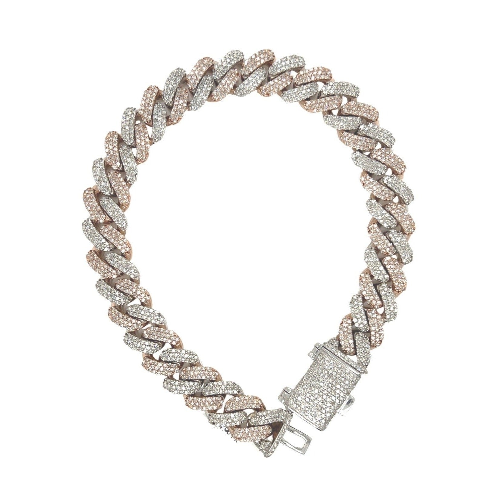 10K Two-Tone Gold 10MM Miami Cuban Pave Diamond Bracelet 6.06 CT 8.5"