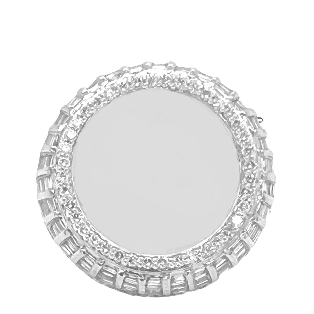 10K White Gold 24.5MM Round Memory Frame Baguette Diamond Ring 2.58 CT