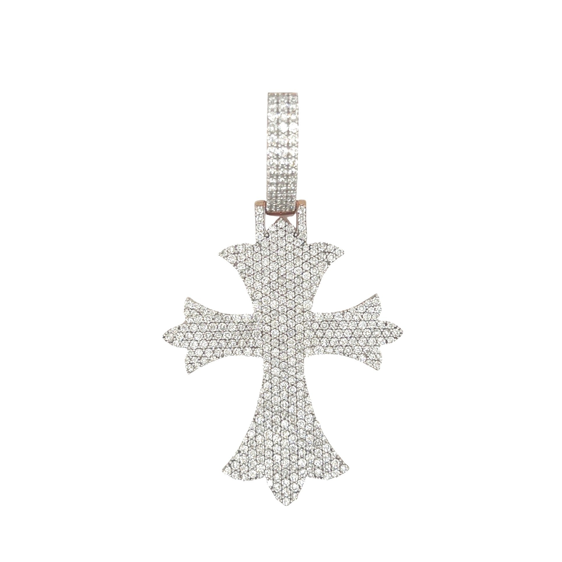 10K Rose Gold Designer VS Diamond Cross Pendant 5.34 CT 2.75"