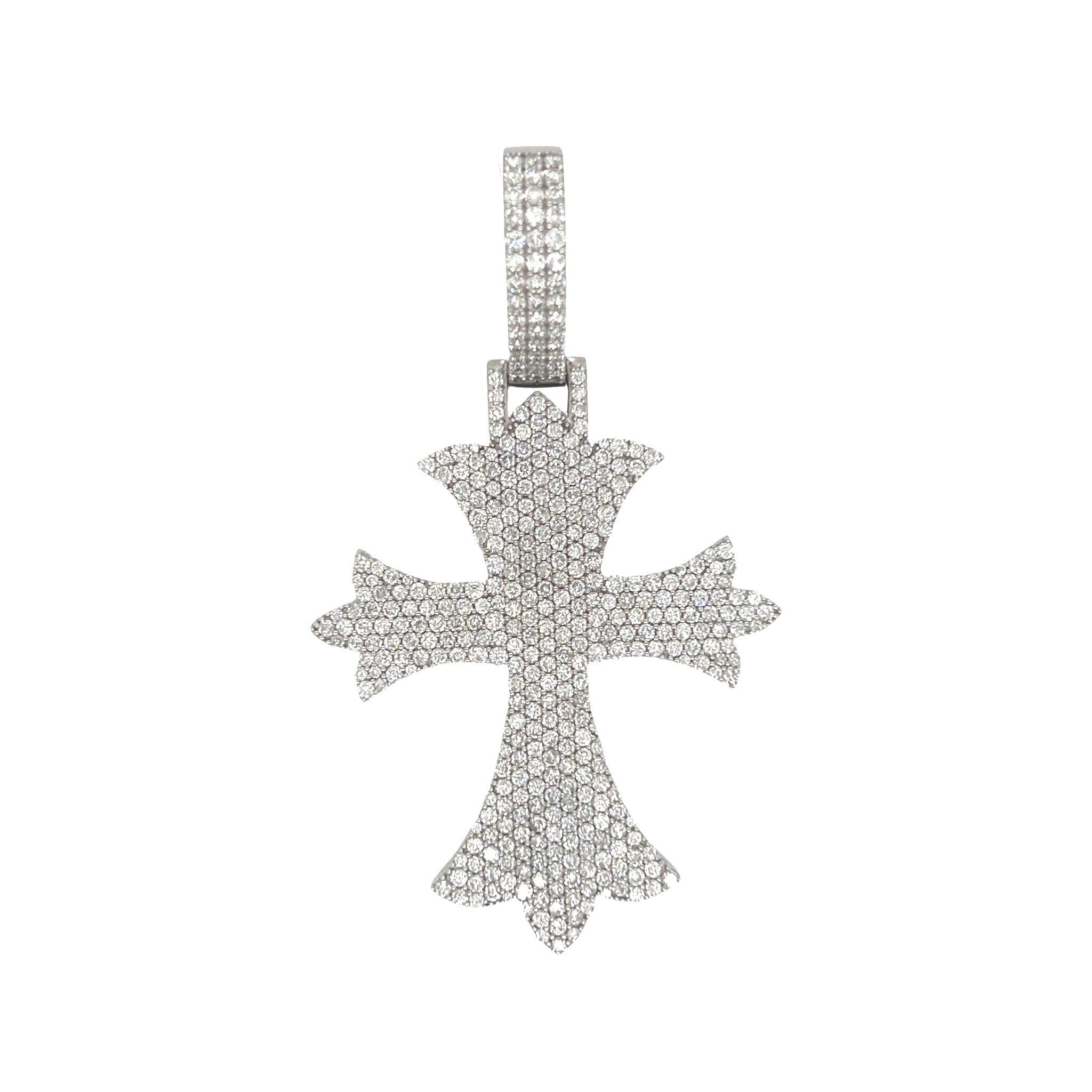 10K White Gold Designer VS Diamond Cross Pendant 5.5 CT 2.75"