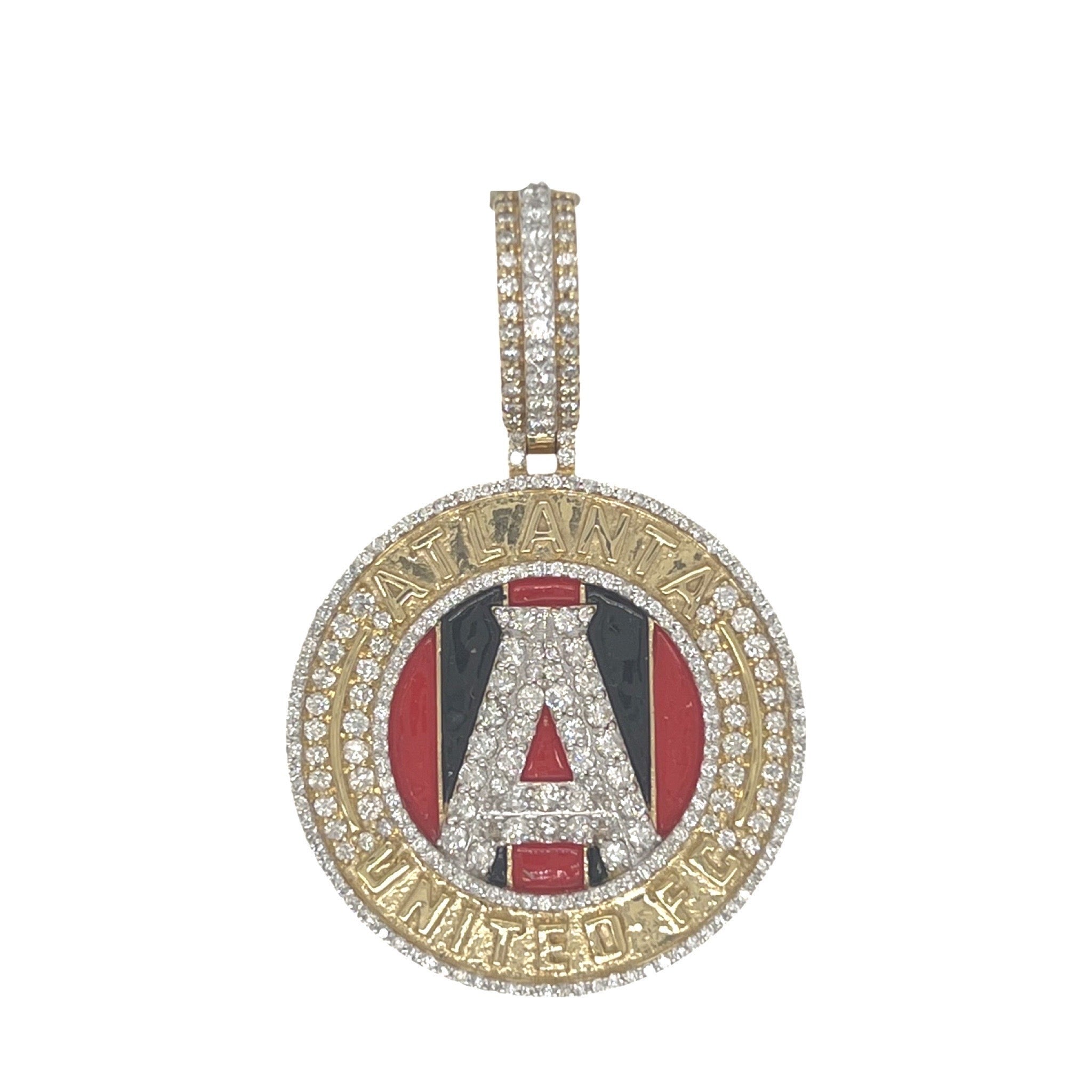 Custom 10K Yellow Gold Atlanta United FC Logo Diamond Pendant 1.99 CT 1.85"
