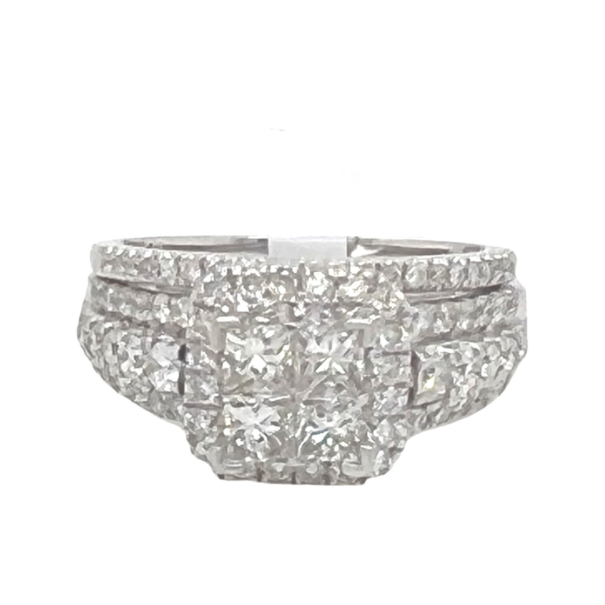 Ladies 14K White Gold Quad Princess Cut Diamond Bridal Set 1.5 CT