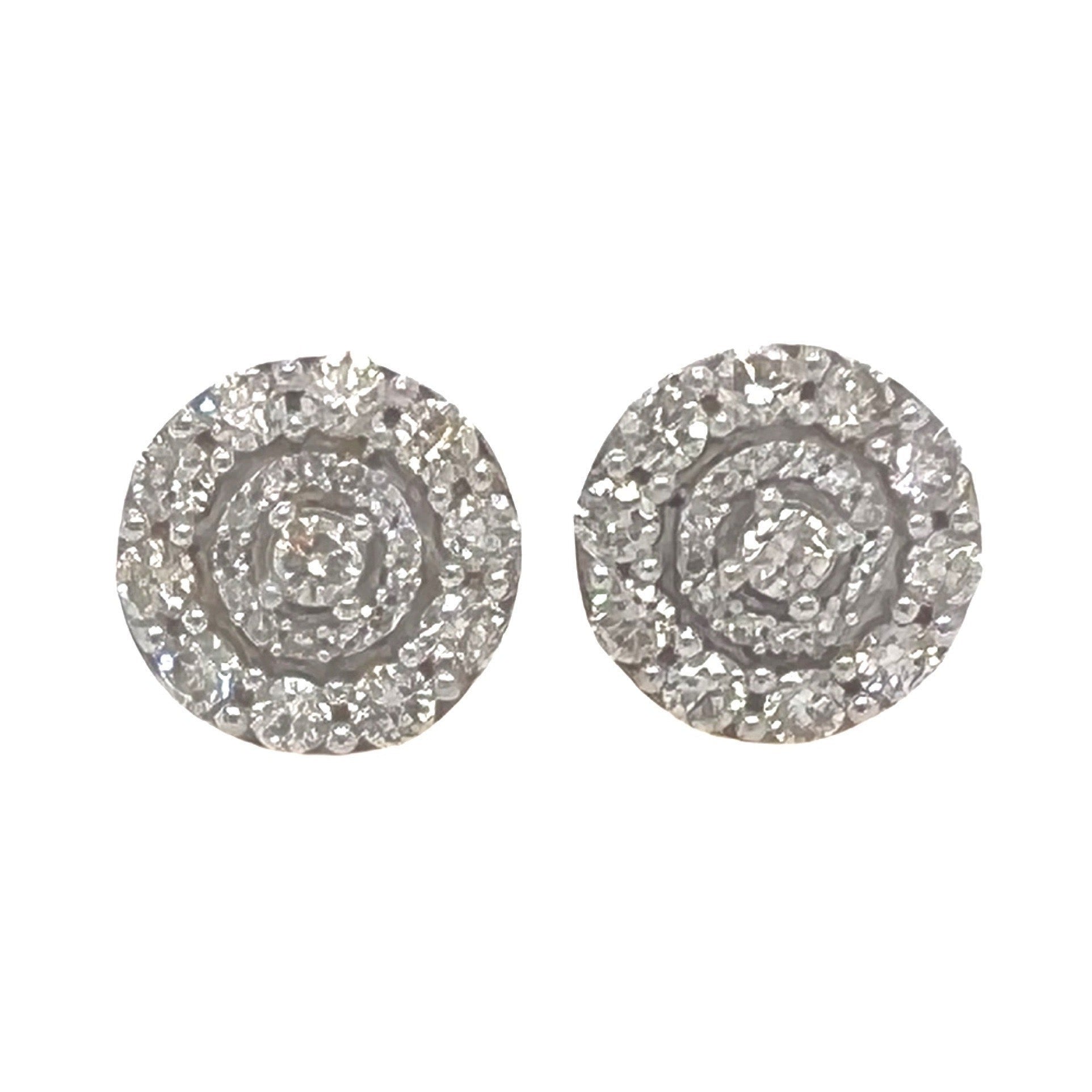 10K Yellow Gold Round Cluster Diamond Earrings 1.10 CT 10.1MM