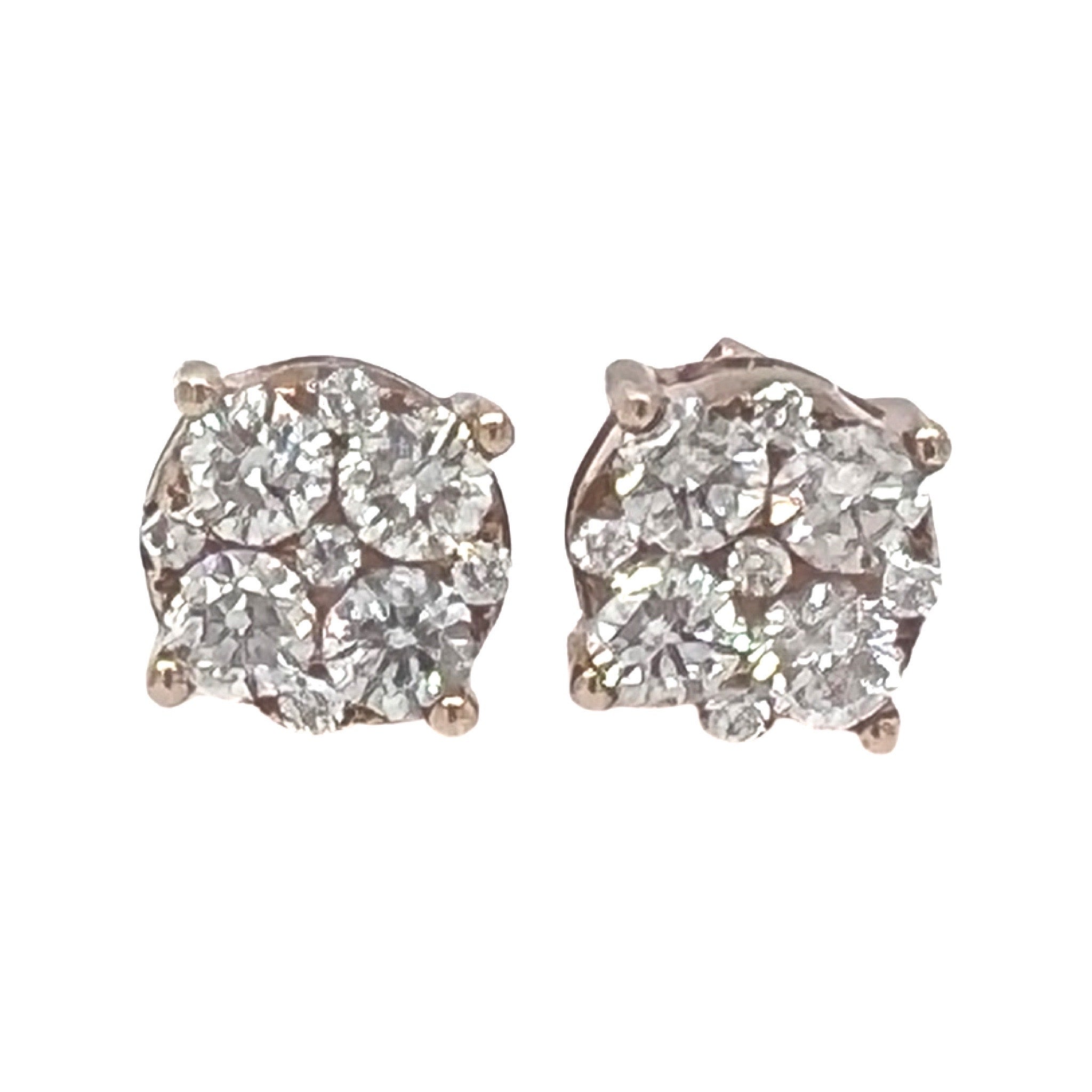 10K Rose Gold Round 4 Prong Diamond Earrings 1.34 CT 8.1MM