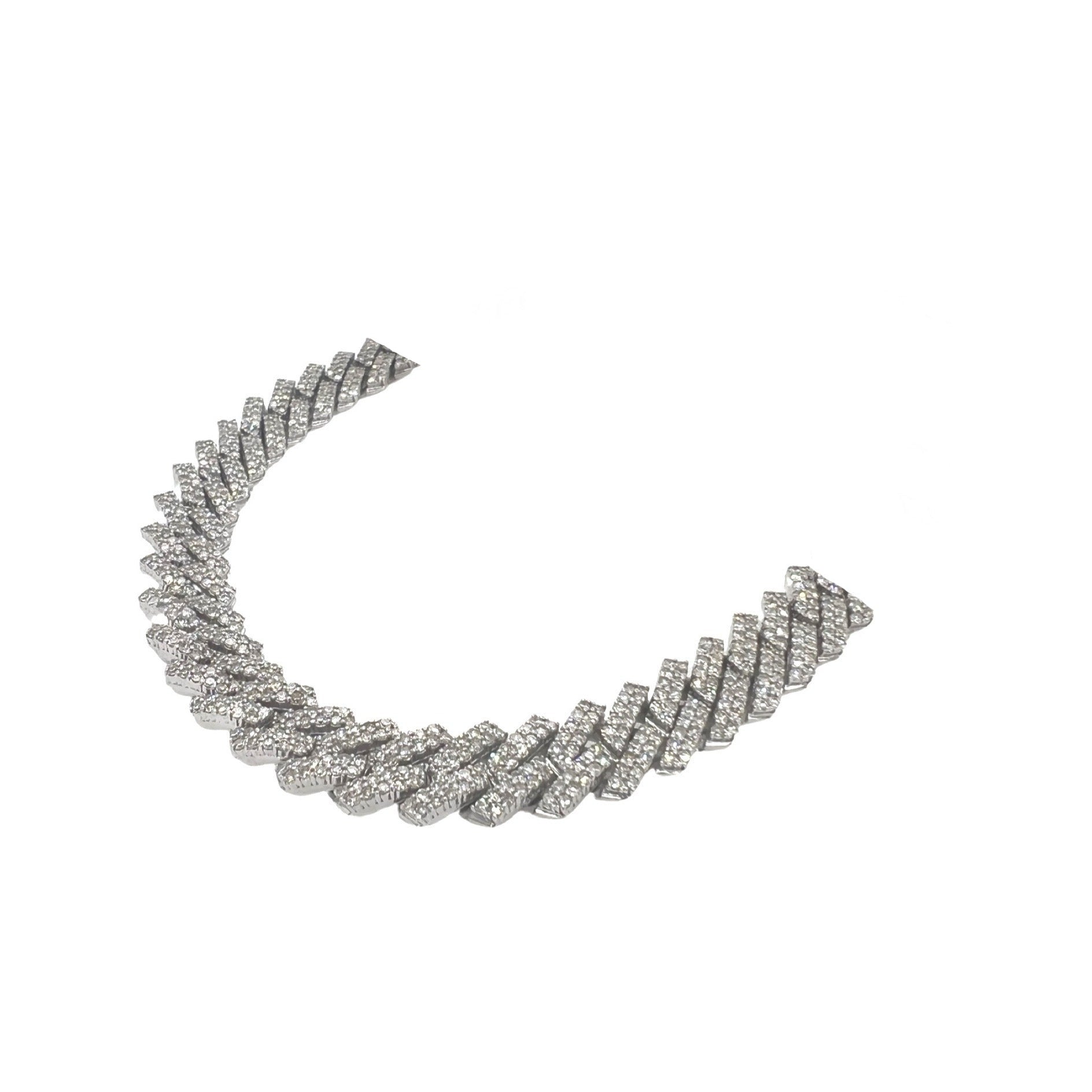 10K White Gold 12MM Prong Set Miami Cuban Diamond Chain 22.78 CT - 22"