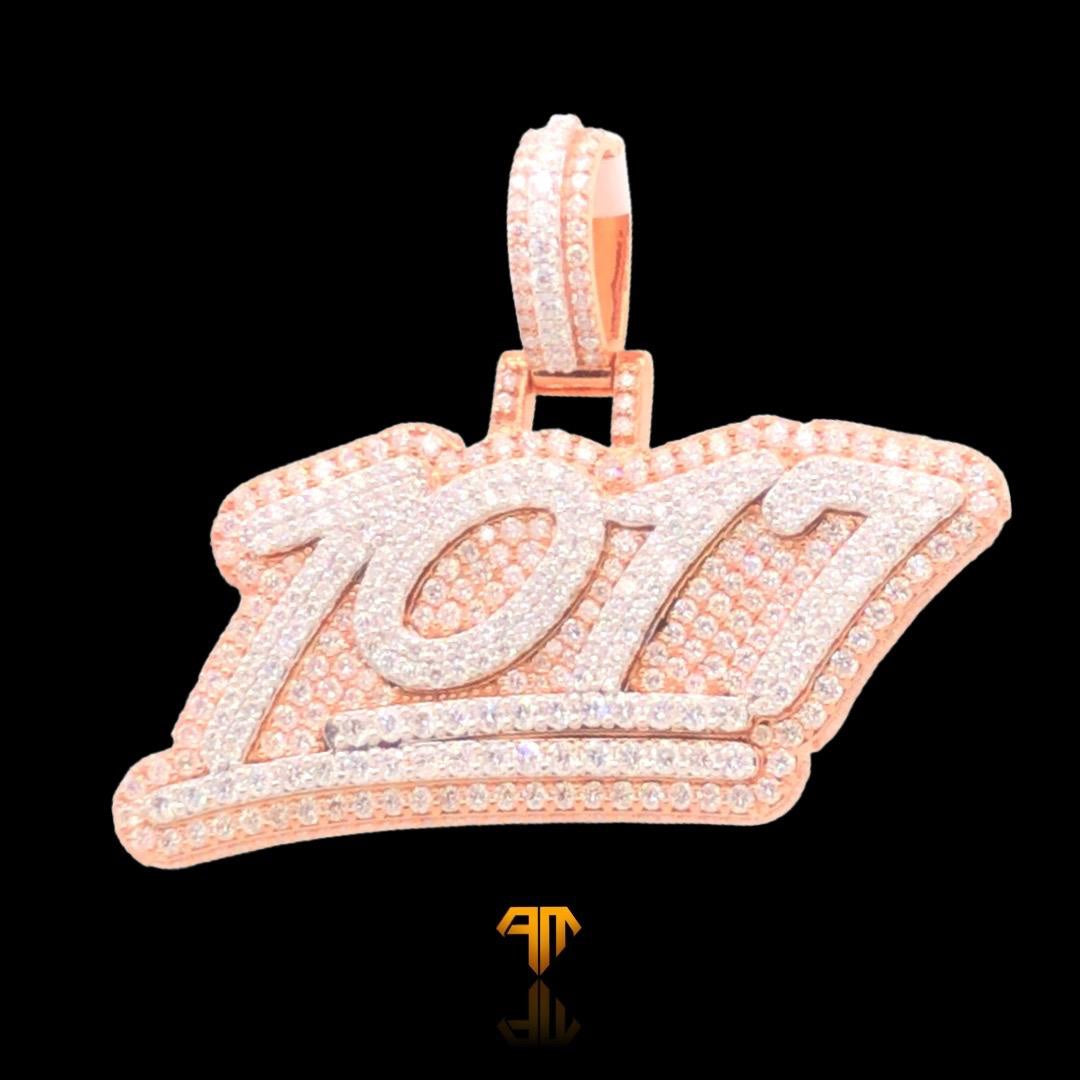 Custom Two-tone Rose Gold and White Gold "1017" Logo Pendant