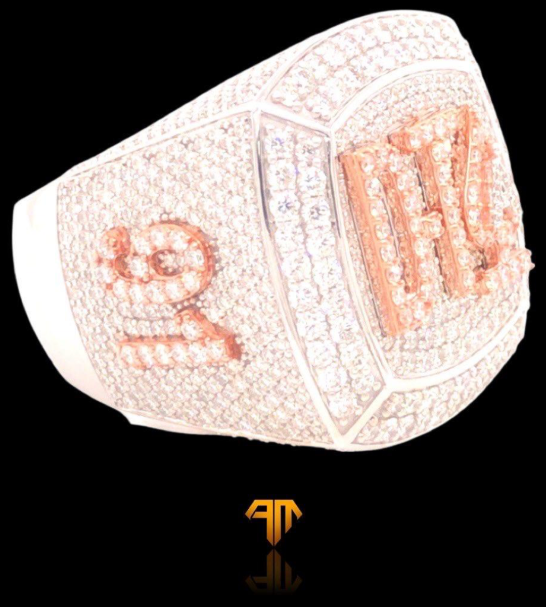 Custom Two-tone White Gold and Rose Gold "DTA" Championship Style Ring