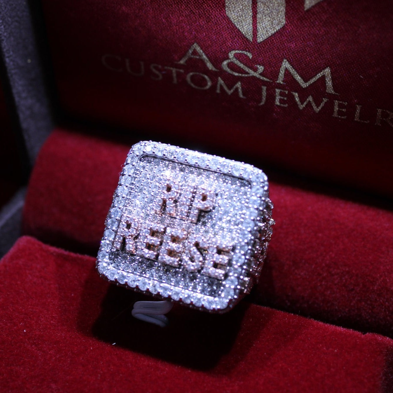 Custom Two-Tone Rose Gold and White Gold "1017" Championship Style Ring