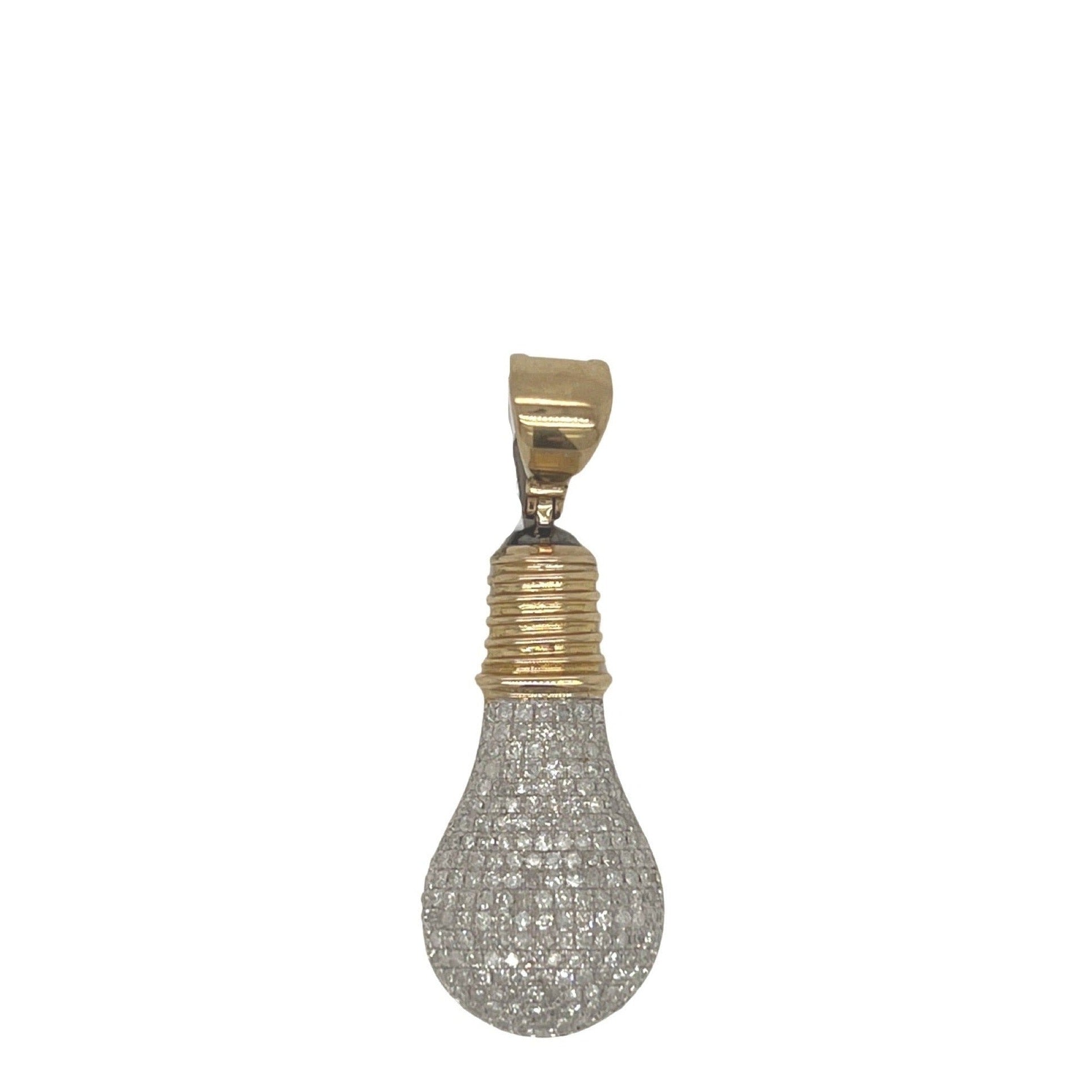 10K Yellow Gold Light Bulb Diamond Pendant 1.07 CT 1.65"