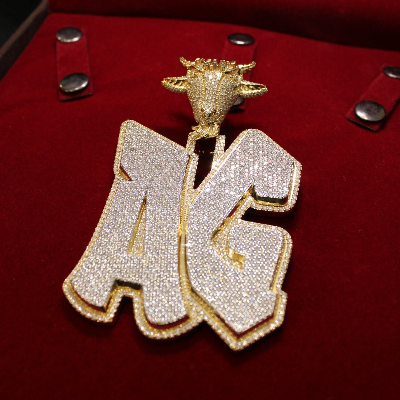 Custom Two-Tone Yellow Gold and White Gold "AG" Letter Pendant