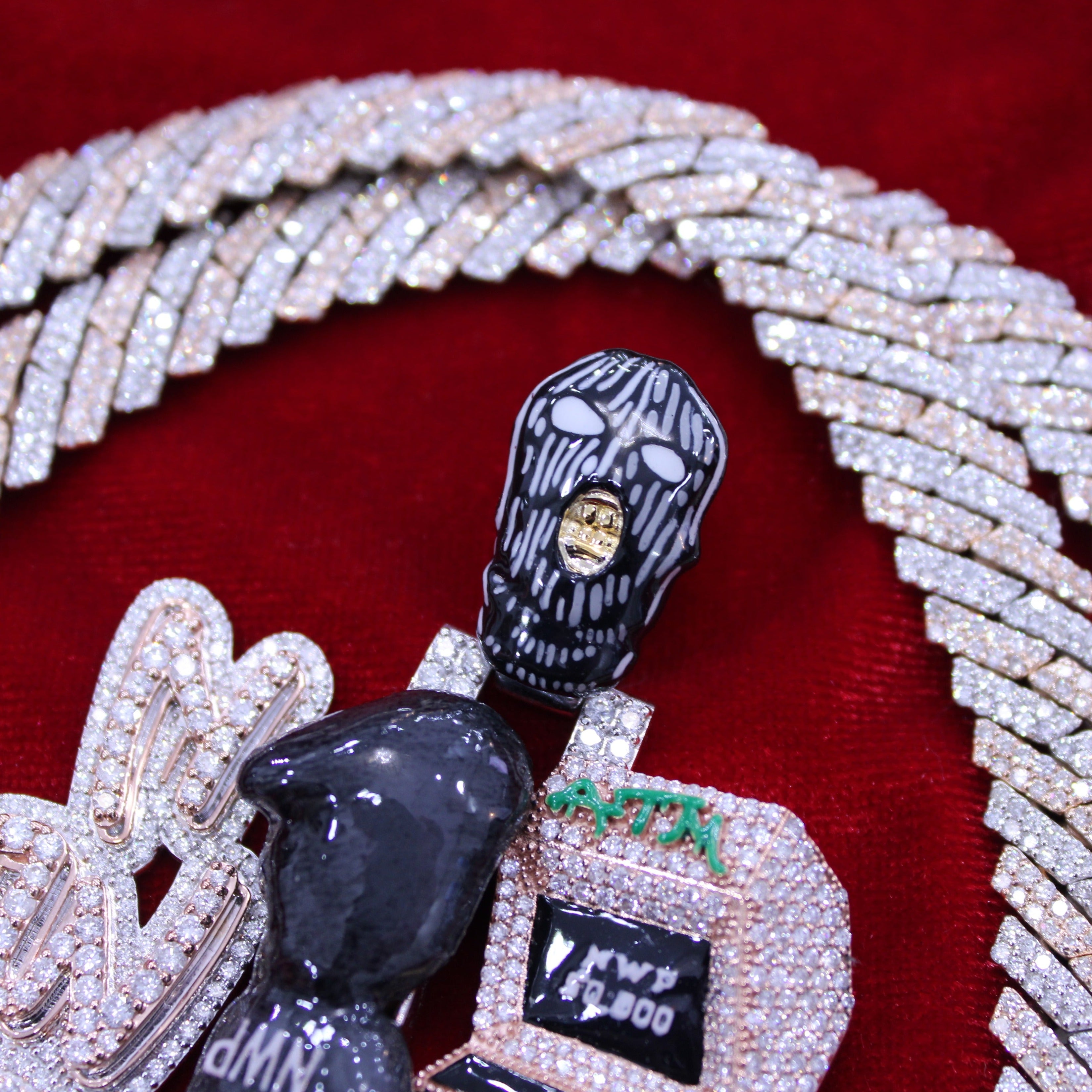 Custom White Gold and Rose Gold  "ATM" Portrait Pendant