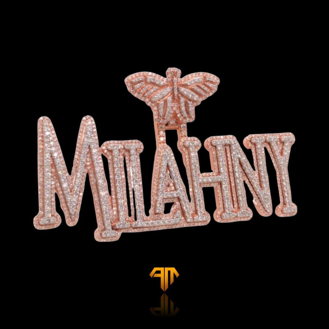Custom Two-tone Rose Gold and White Gold "Milahny" Name Pendant