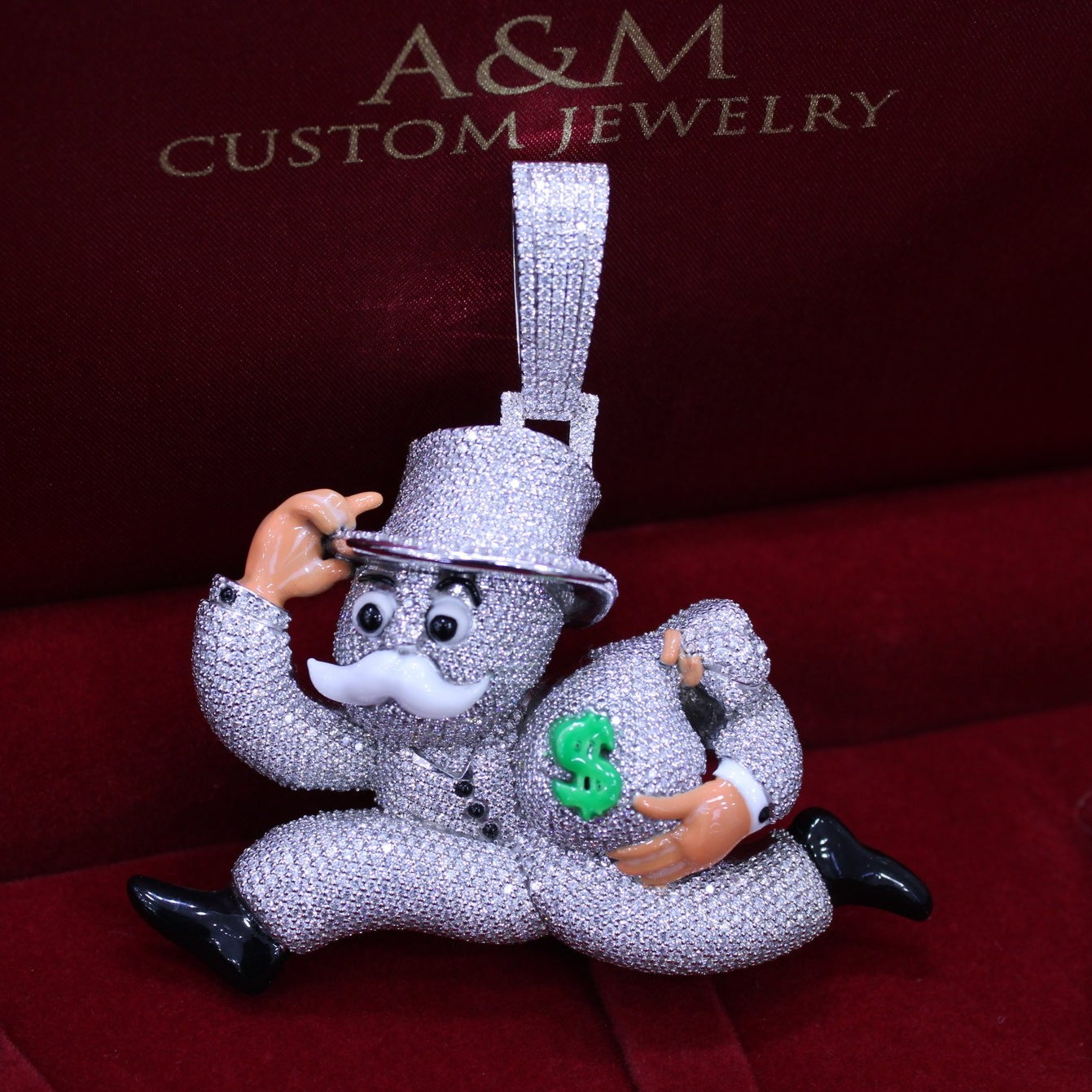 Custom White Gold "Monopoly Man" Pendant