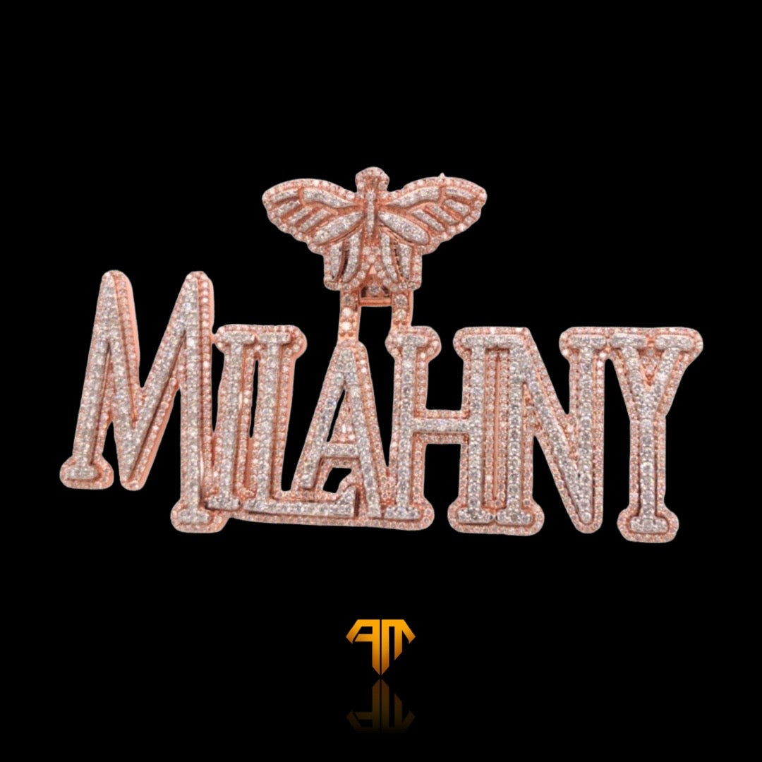 Custom Two-tone Rose Gold and White Gold "Milahny" Name Pendant