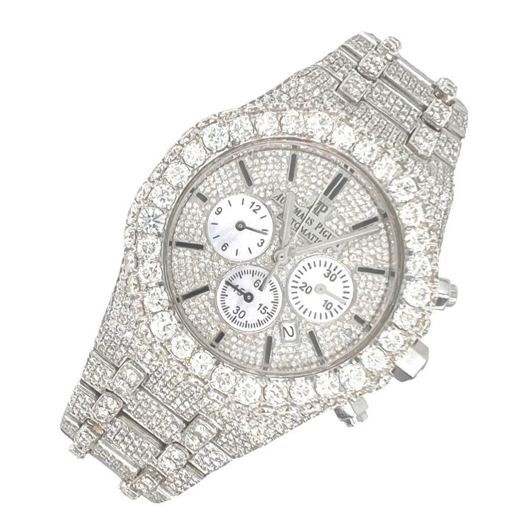 Mens Audemars Piguet Royal Oak Chrono 41MM VS Diamond Watch 25.37 CT