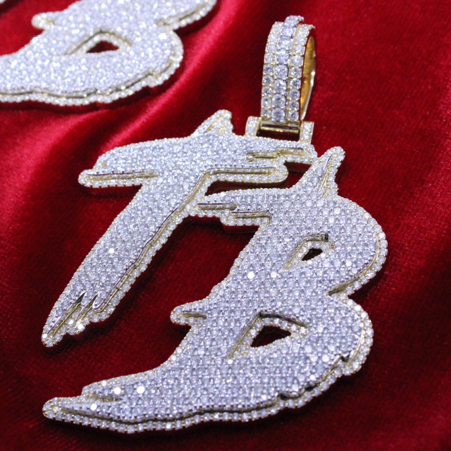 Custom Yellow Gold "TB" Pendant