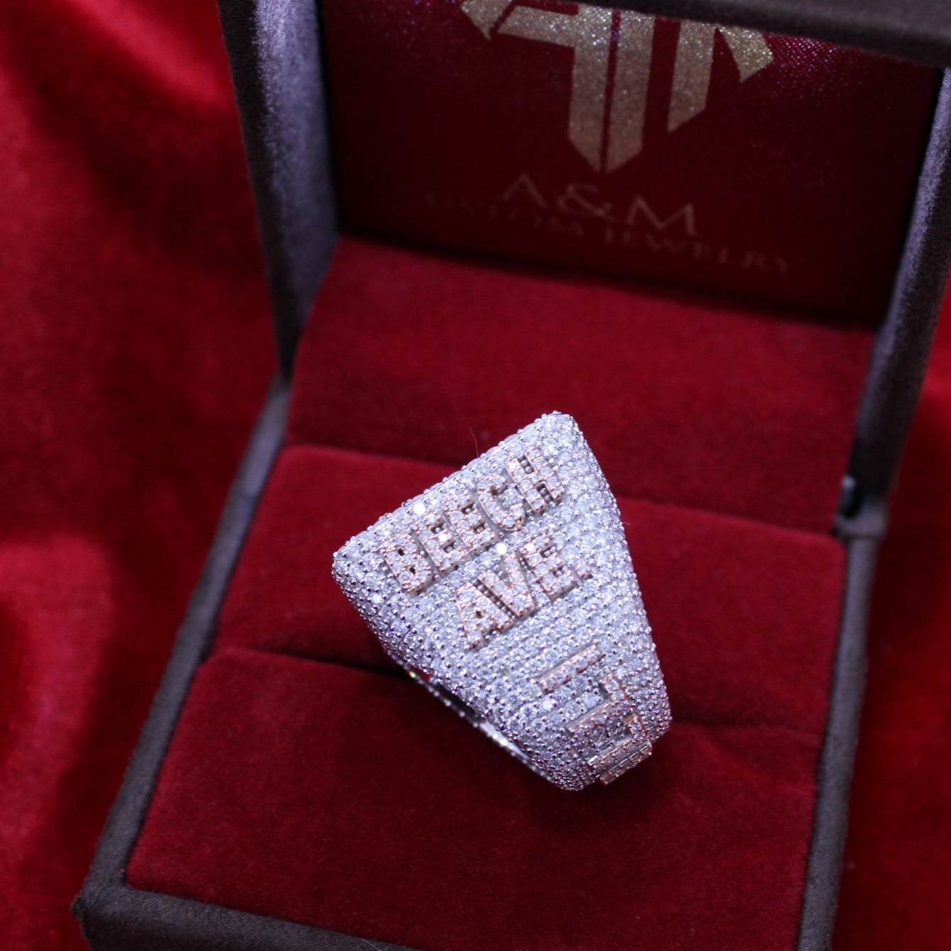 Custom Two-Tone Rose Gold and White Gold "1017" Championship Style Ring