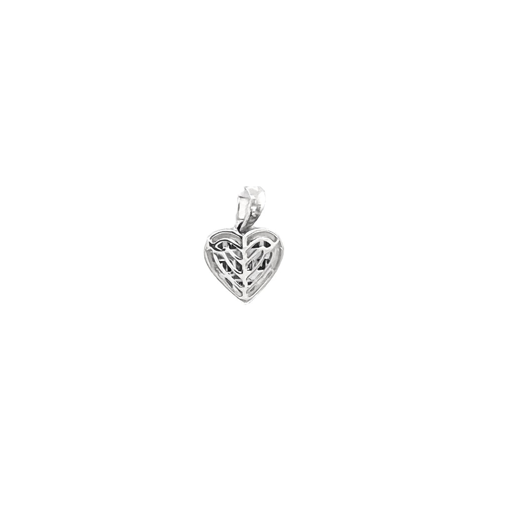 10K White Gold Heart Baguette Diamond Pendant 0.52 CT 19MM