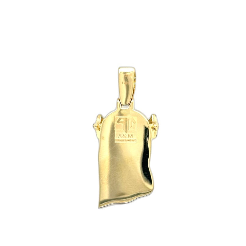 10K Yellow Gold Jesus Head Diamond Pendant 1.22 CT 1.70"