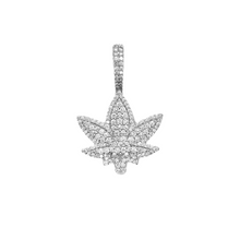 Load image into Gallery viewer, 10K White Gold Marijuana Leaf Diamond Pendant 1.84 CT 1.5&quot;
