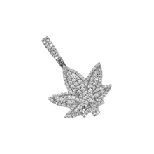 Load image into Gallery viewer, 10K White Gold Marijuana Leaf Diamond Pendant 1.84 CT 1.5&quot;
