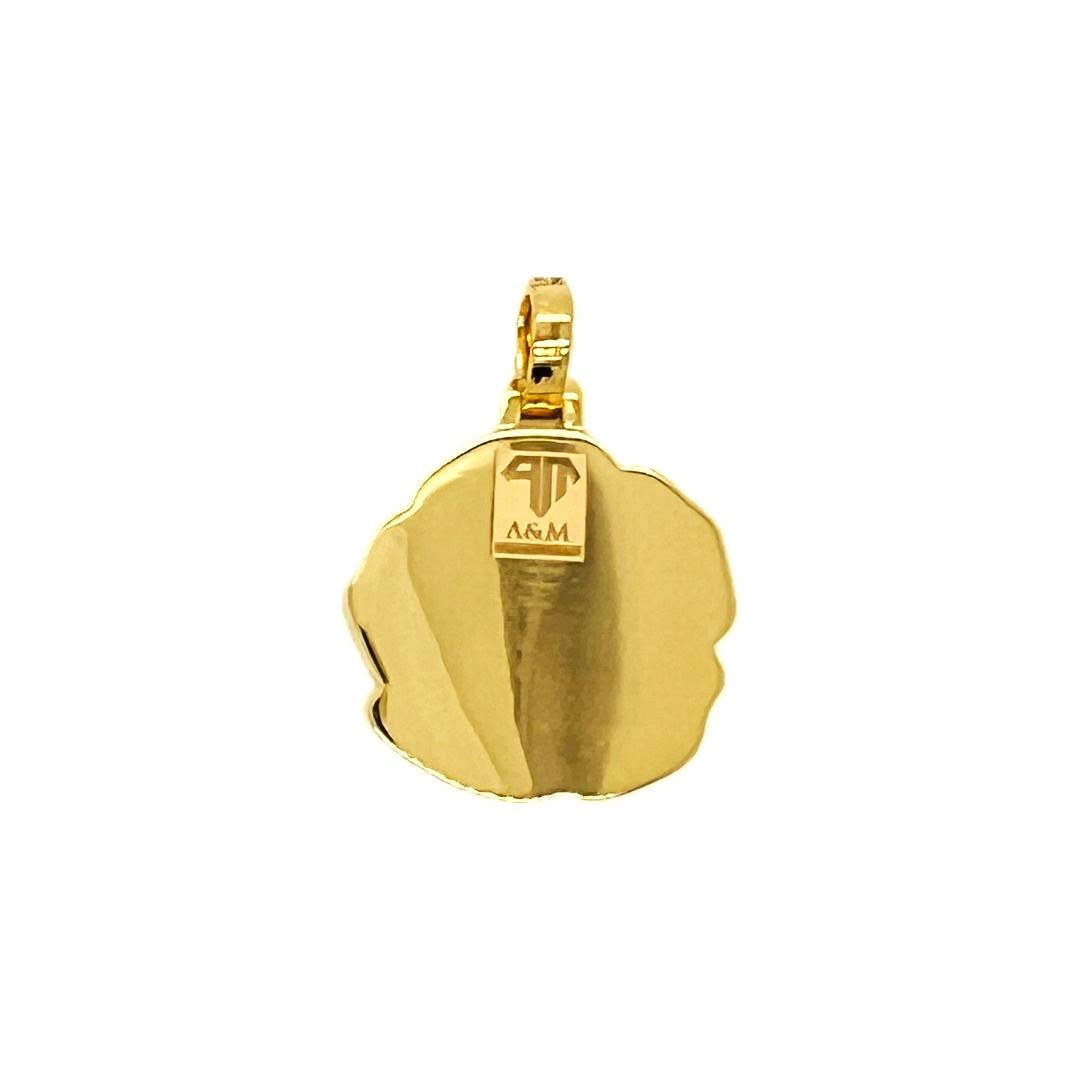 10K Yellow Gold Rose Flower Diamond Pendant 1.58 CT 1.21"
