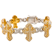 Load image into Gallery viewer, 10K Yellow White Gold 26MM Infinity Cross Diamond Bracelet 12.58 CT 8.5&quot;
