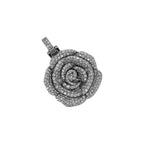 10K White Gold Rose Flower Diamond Pendant 1.58 CT 1.21"