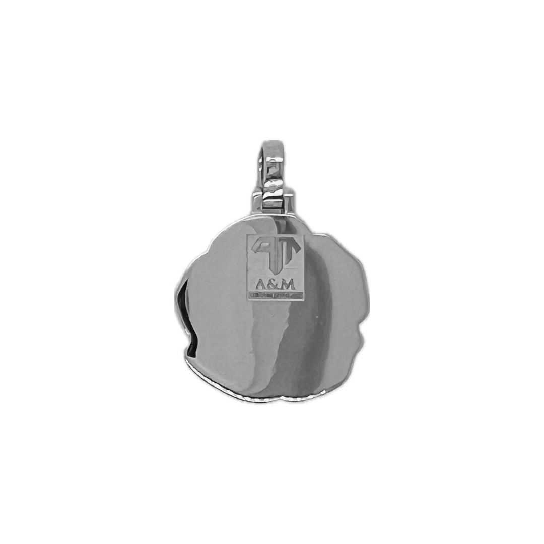 10K White Gold Rose Flower Diamond Pendant 1.58 CT 1.21"