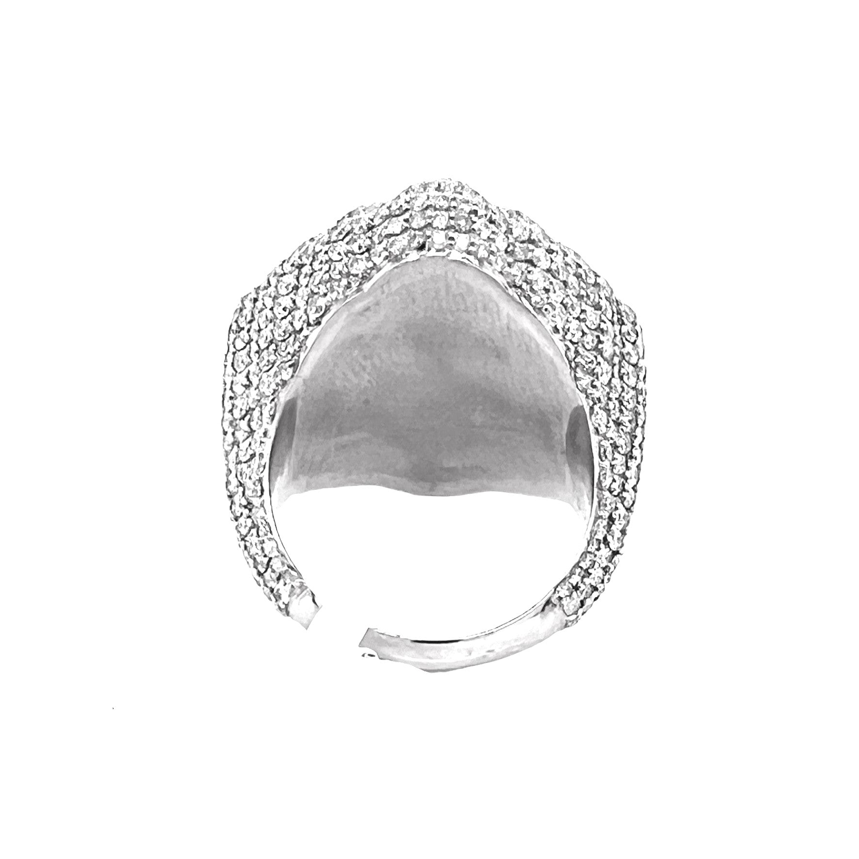10K White Gold 29MM 3D Gothic Cross Baguette Diamond Ring 7.69 CT