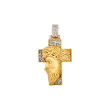 Load image into Gallery viewer, 10K Yellow Gold Jesus Head Diamond Cross Pendant 0.69 CT 1.93&quot;
