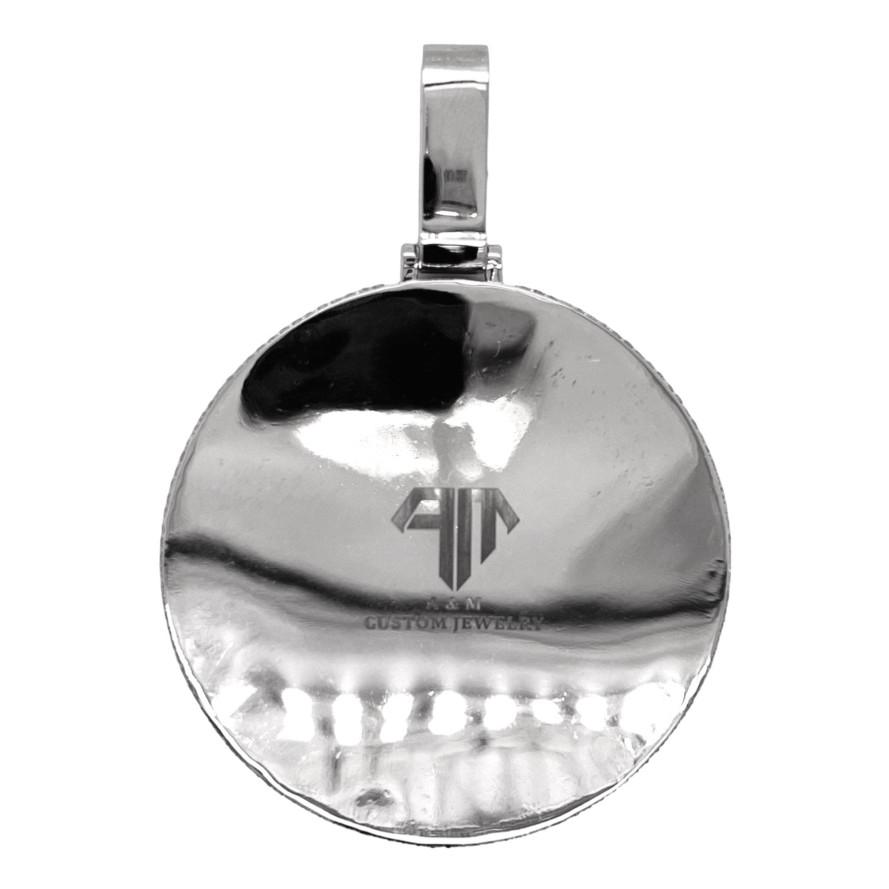 10K White Gold 3D Memory Frame VS Baguette Diamond Pendant 9.75 CT 2.8"