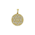 10K Yellow Gold Star of David Diamond Pendant 1.94 CT 1.35"