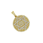 10K Yellow Gold Star of David Diamond Pendant 1.94 CT 1.35"
