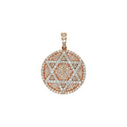 10K Rose Gold Star of David Diamond Pendant 1.90 CT 1.35"