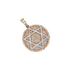10K Rose Gold Star of David Diamond Pendant 1.90 CT 1.35"