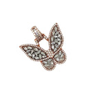 10K Rose White Gold Butterfly Baguette Diamond Pendant 1.12 CT 1"