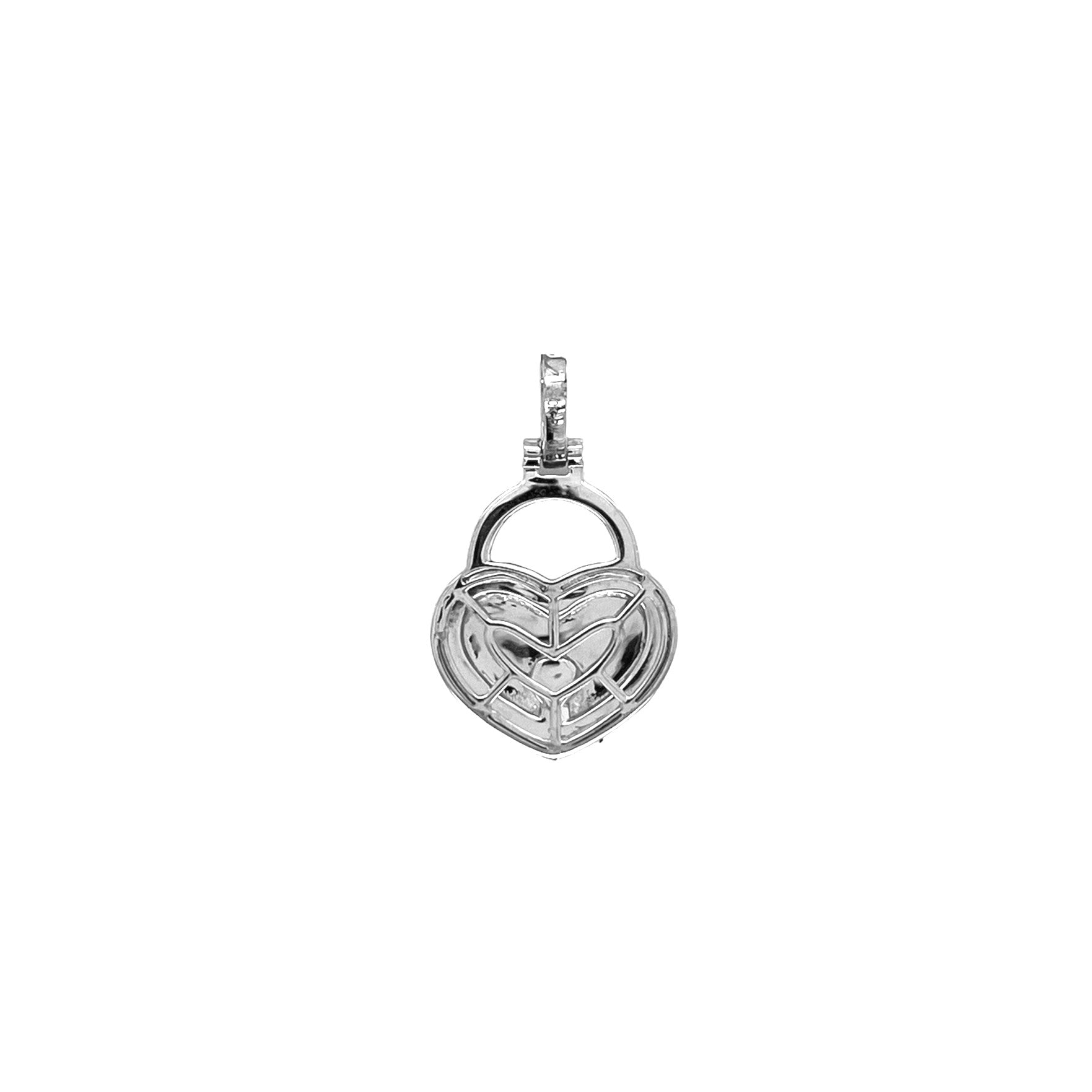 10K White Gold Double Heart Lock Diamond Pendant 0.66 CT 27MM
