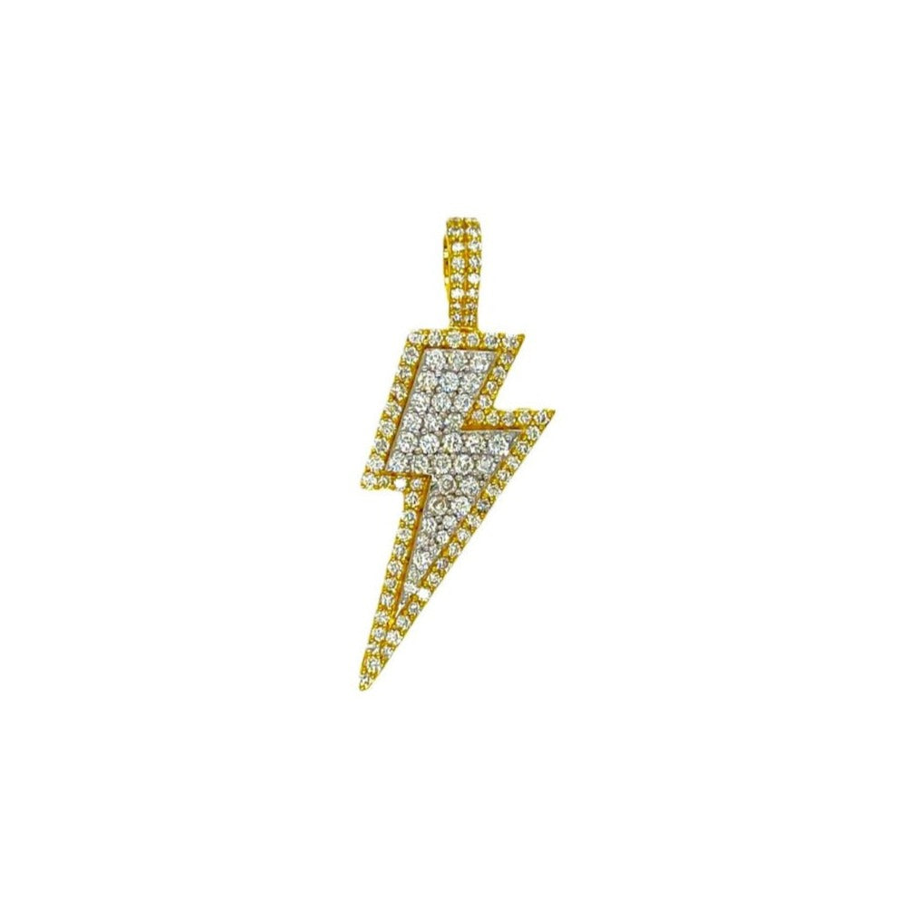 10K Yellow Gold Lighting Bolt Diamond Pendant 1.40 CT 1.62"
