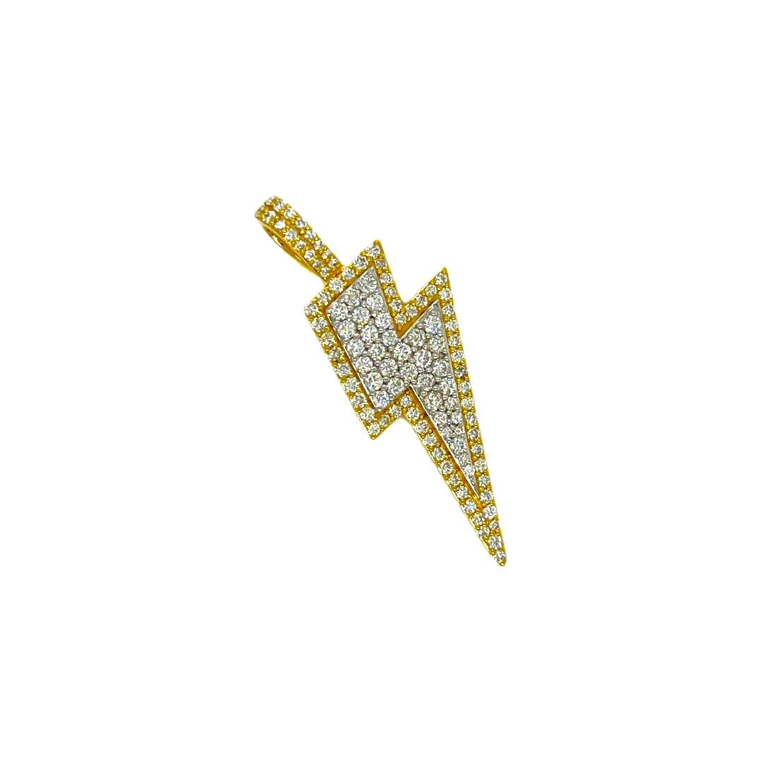 10K Yellow Gold Lighting Bolt Diamond Pendant 1.40 CT 1.62"