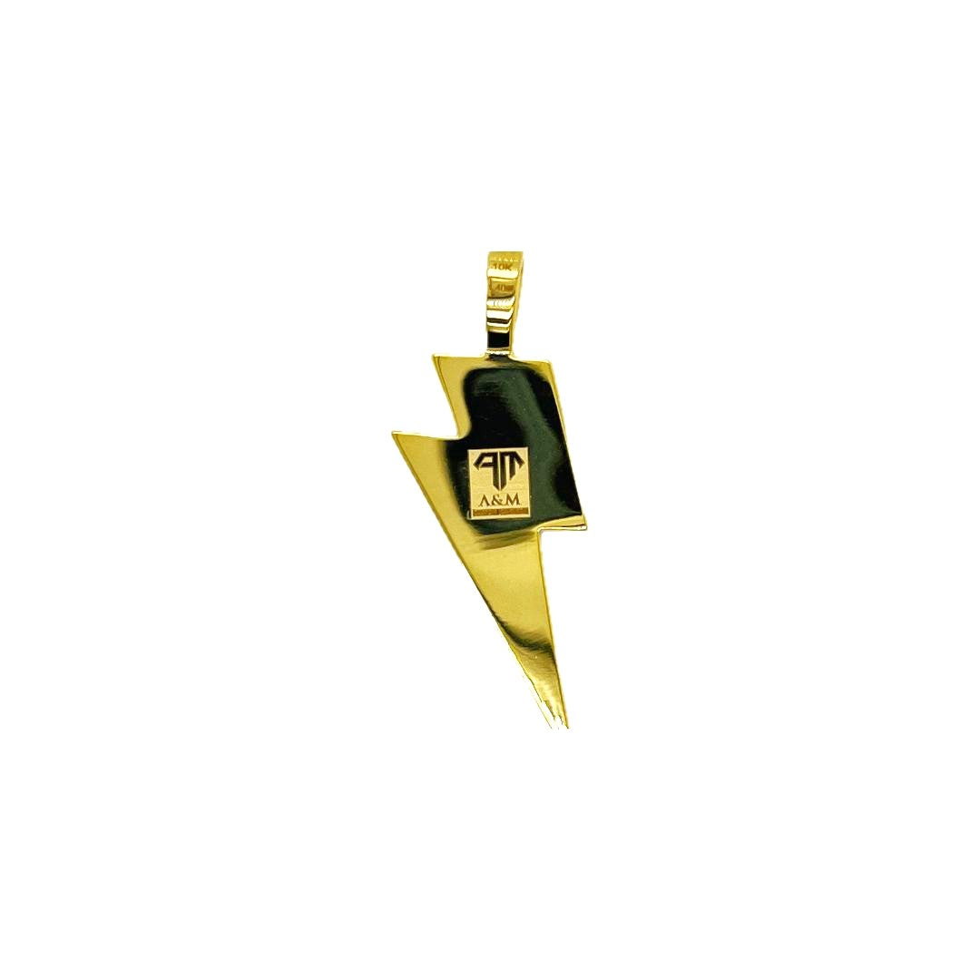 10K Yellow Gold Lighting Bolt Diamond Pendant 1.40 CT 1.62"