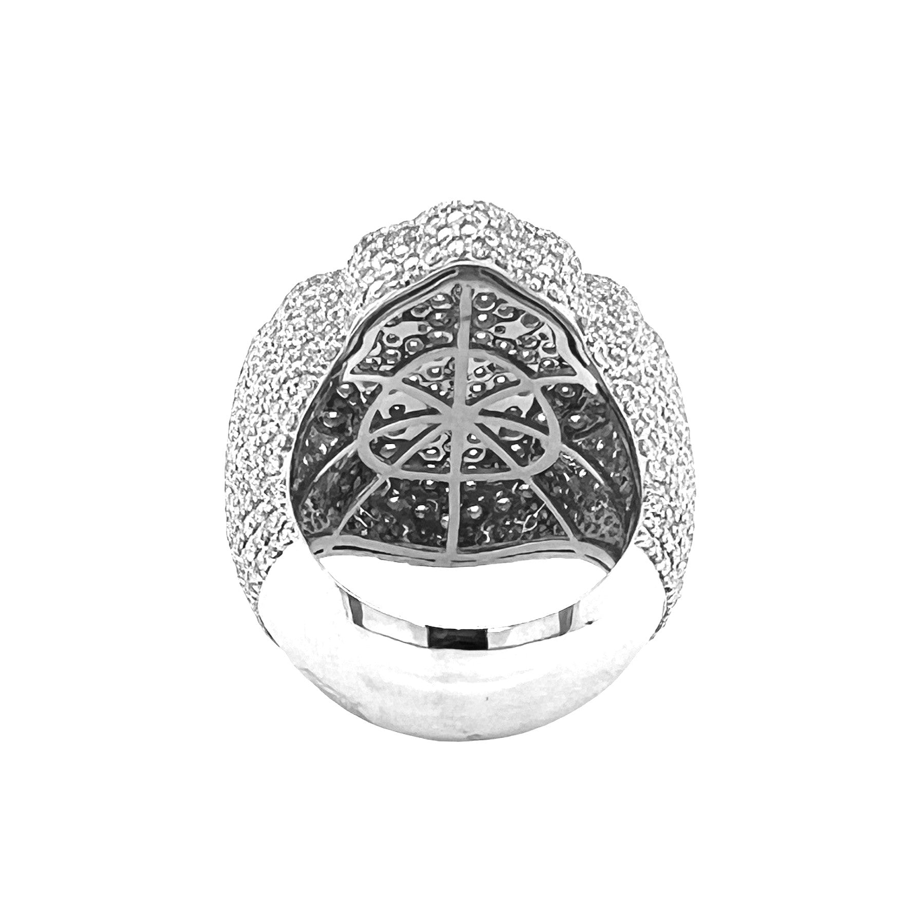 10K White Gold 32MM 3D Gothic Cross VS Diamond Ring 7.66 CT