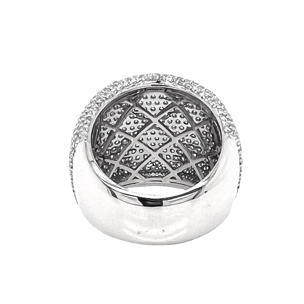 10K White Gold 21MM 3D Dome Shape Pinky Diamond Ring 4.45 CT
